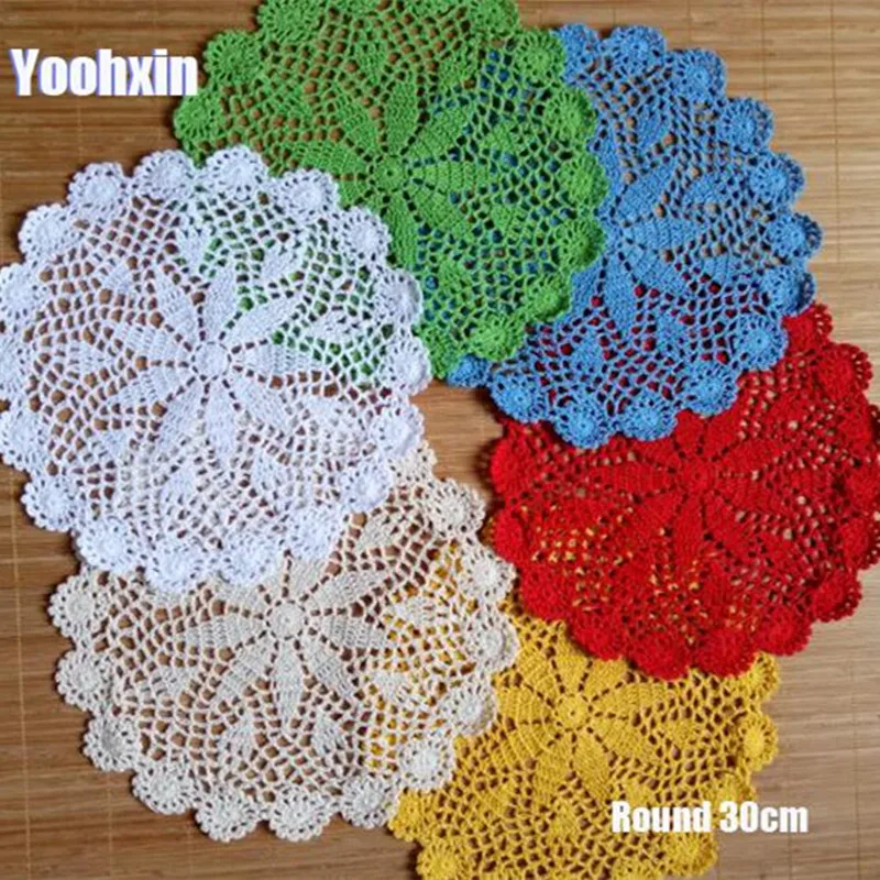 

Luxury Cotton Placemat Cup Coaster Mug Kitchen Christmas Dining Table Place Mat Cloth Lace Crochet Tea Coffee Doily Dish Pad