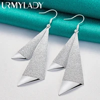 urmylady 925 sterling silver tassel matte smooth geometry earrings eardrop for women fashion wedding engagement charm jewelry