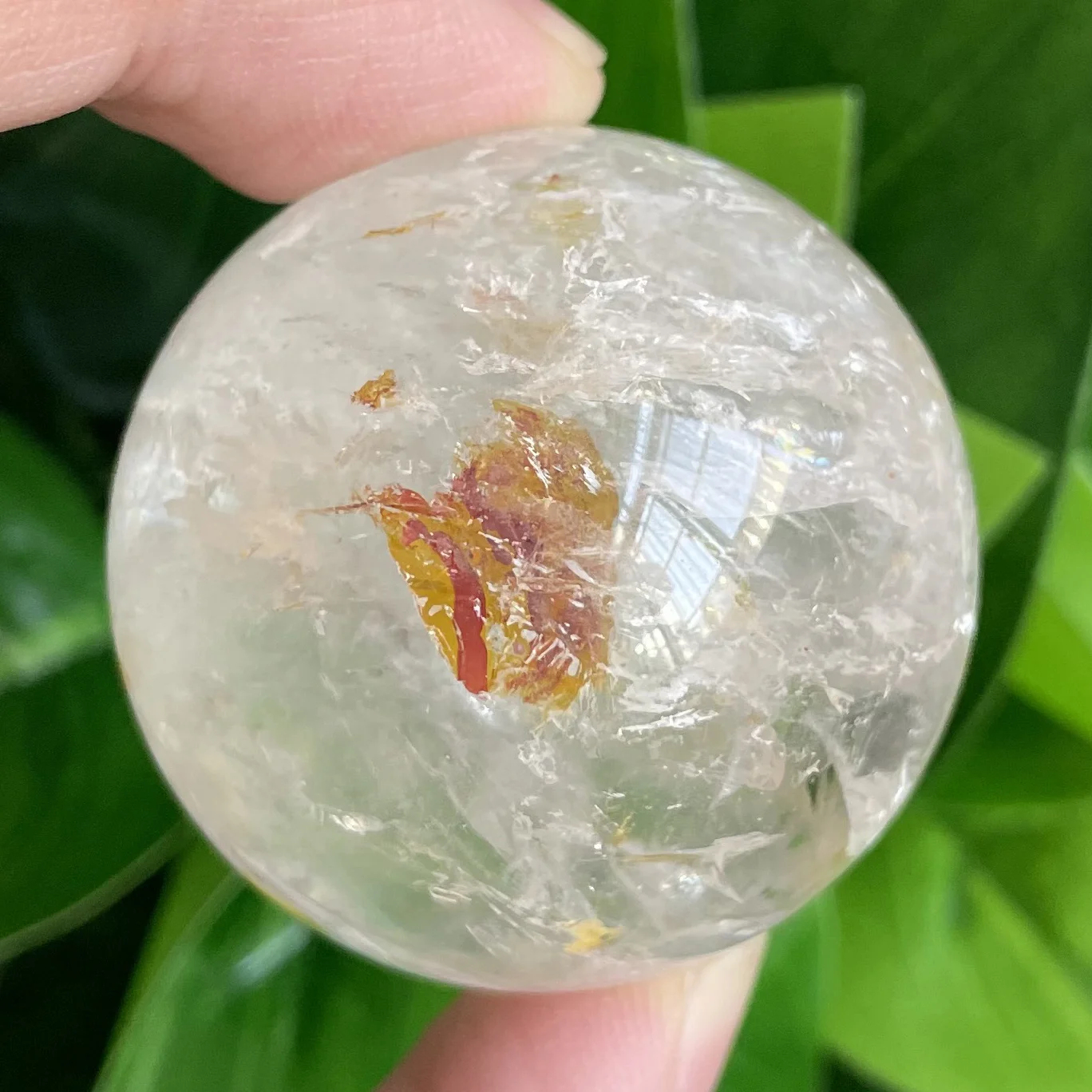 

Натуральный камень 87 г, прозрачный кварцевый хрустальный шар, радужная Сфера, полированный камень, восстанавливающий Исцеление Рейки