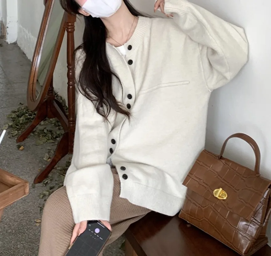 Свободный мягкий вязаный кардиган для женщин женский осенне-зимний свитер