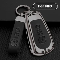 metal leather key case cover for nio es6 2019 es8 2018 remote key protector holder shell auto accessories