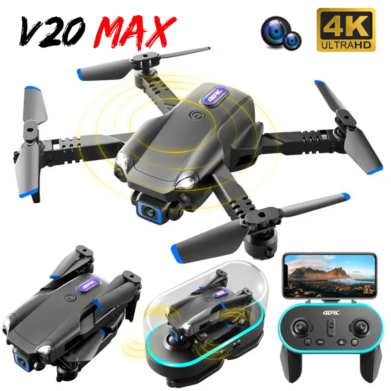 

Mini HD Dron Photography Foldable Dual Keep Rc Drones V20 4k Camera Quadcopter Drone fpv New Helicopter Toys Height Profesional