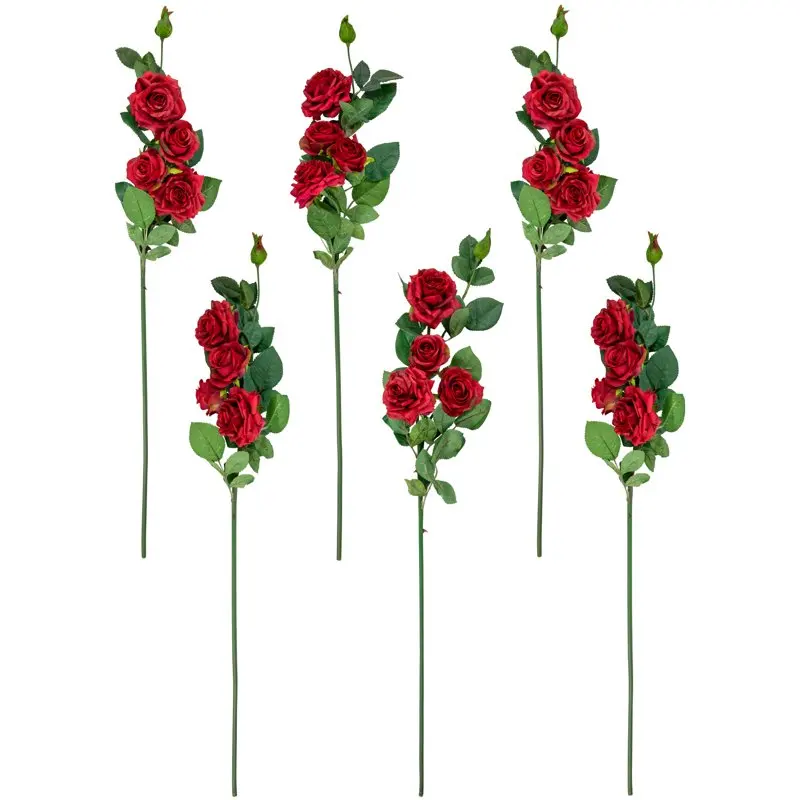 

of 6 Red Real Touch Artificial Rose Floral Sprays 35"