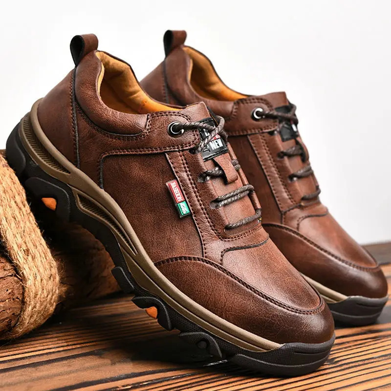 Men's Working Leather Shoes Spring New Lace Up Men Shoes Bre