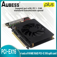 aubess ssd raid array expansion adapter pci ex16 nvme m 2 mkey motherboard pci e split card ssd array card with cooling fan