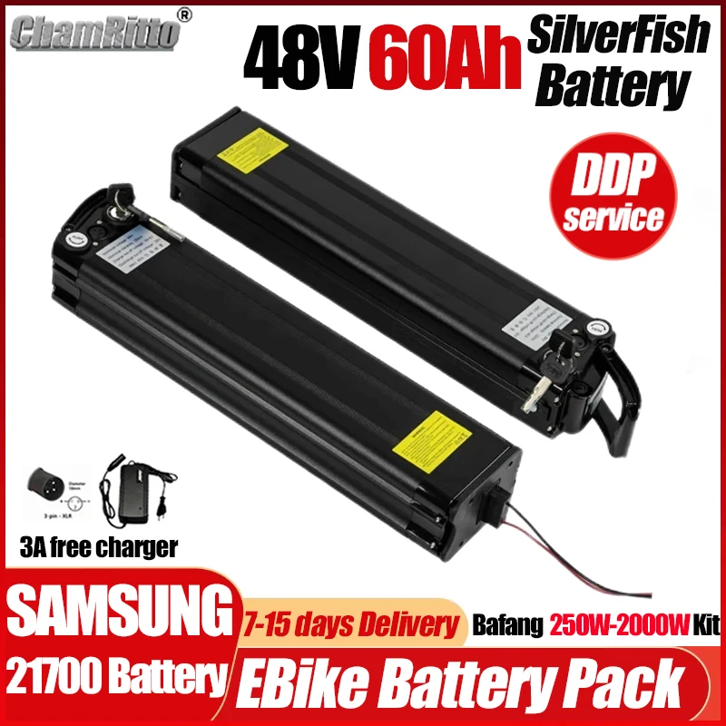 Фото 48v 30ah SilverFish складной аккумулятор для электрического велосипеда 40ah 60ah Bafang 1000w Cruiser batterie chamrider 35ah 50ah 2000w аккумуляторная коробка №1