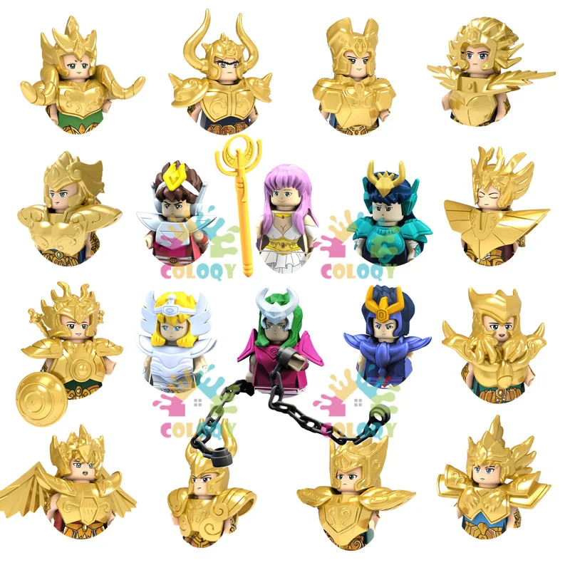 

Kids Toys Gold Saint Fighter Building Blocks Athena Starya Mini Action Figures Comic Cartoon Toys For Children Birthday Gifts