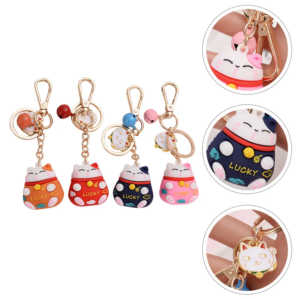 

Cat Keychain Maneki Key Lucky Neko Fortune Beckoning Charm Keyring Pendants Chain Pendant Keychains Bellsanimal Ring Kawaii