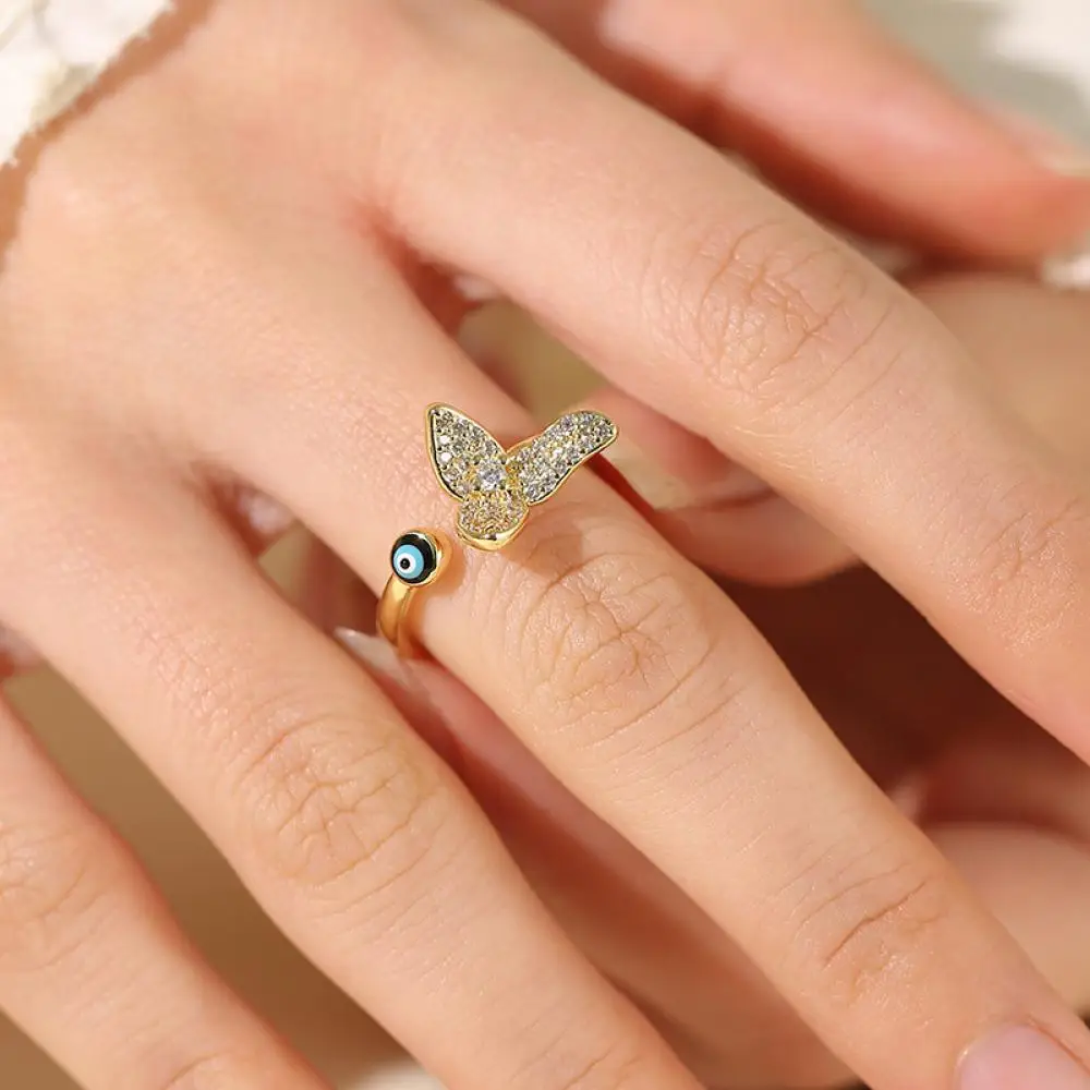 

New Trendy Gold Color Cute Ocean Fish Mermaid Tail Rings The Eye of Horus for Women Wedding Engagement Finger Ring Jewelry