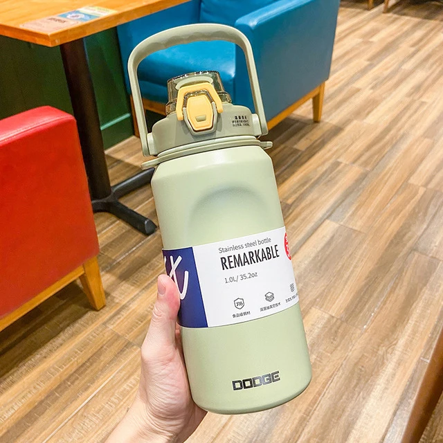 

Портативная термобутылка для воды 1000 мл, уличная соломинка из нержавеющей стали, Спортивная Автомобильная чашка для воды для фитнеса, термос для кофе, термос, тумблеры