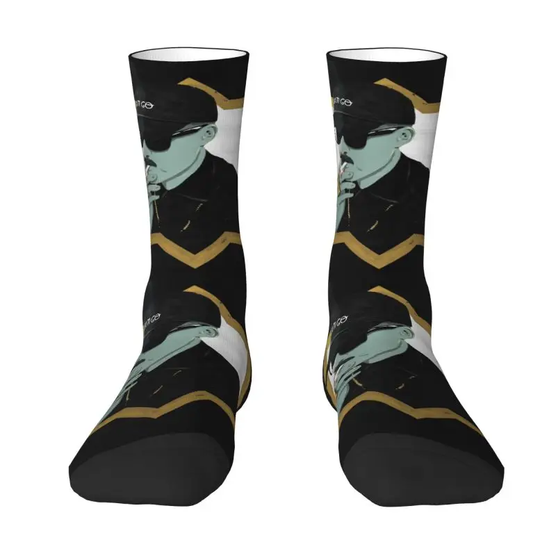 

Забавные носки Dellafuente с эмблемой для мужчин и женщин, теплые спортивные носки с 3D-принтом испанского рапера для футбола