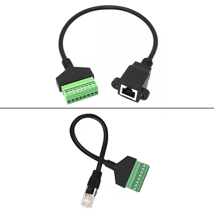 Переходник со штекера Ethernet RJ45 на 8-контактный винтовой разъем AV для камеры