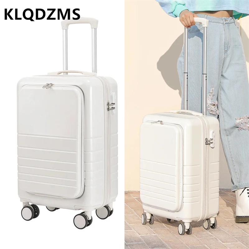 KLQDZMS Front Opening Business Suitcase 20 Inch Computer Boarding Luggage  24 Inch Mute Universal Wheel Trolley Case Female