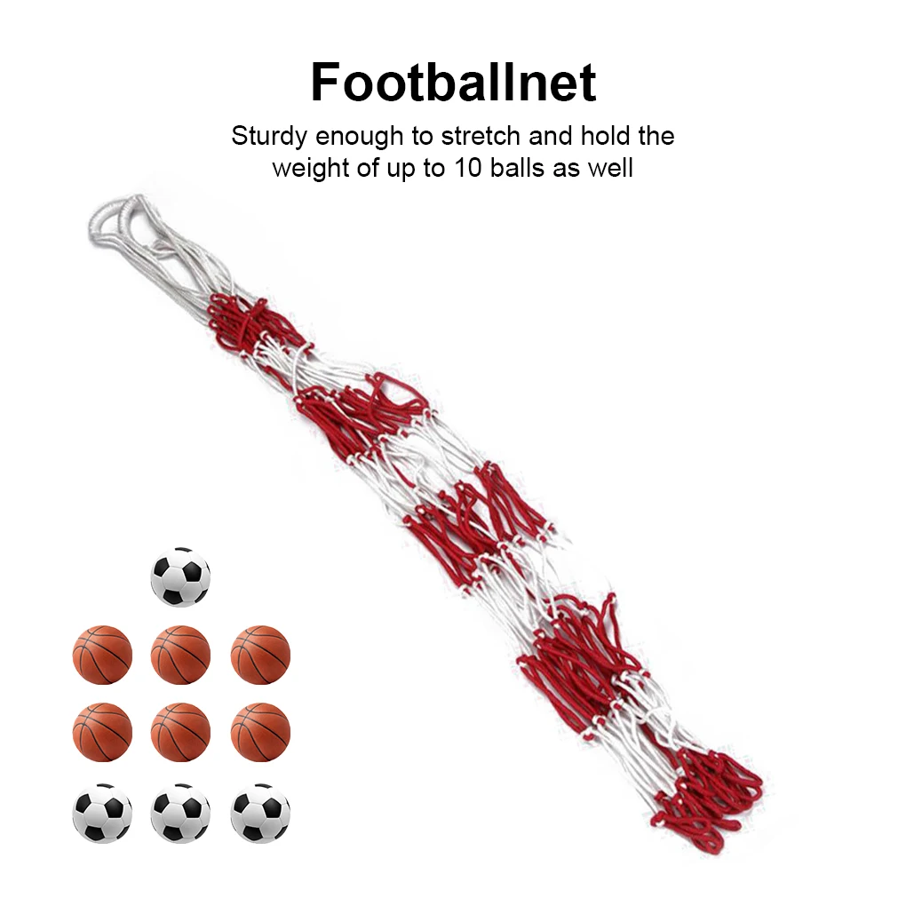 

Net Bag Sports Ball Mesh 10 Balls Carrying Red White Carrier Bags for Basketball Football Volleyball Holder Outdoor