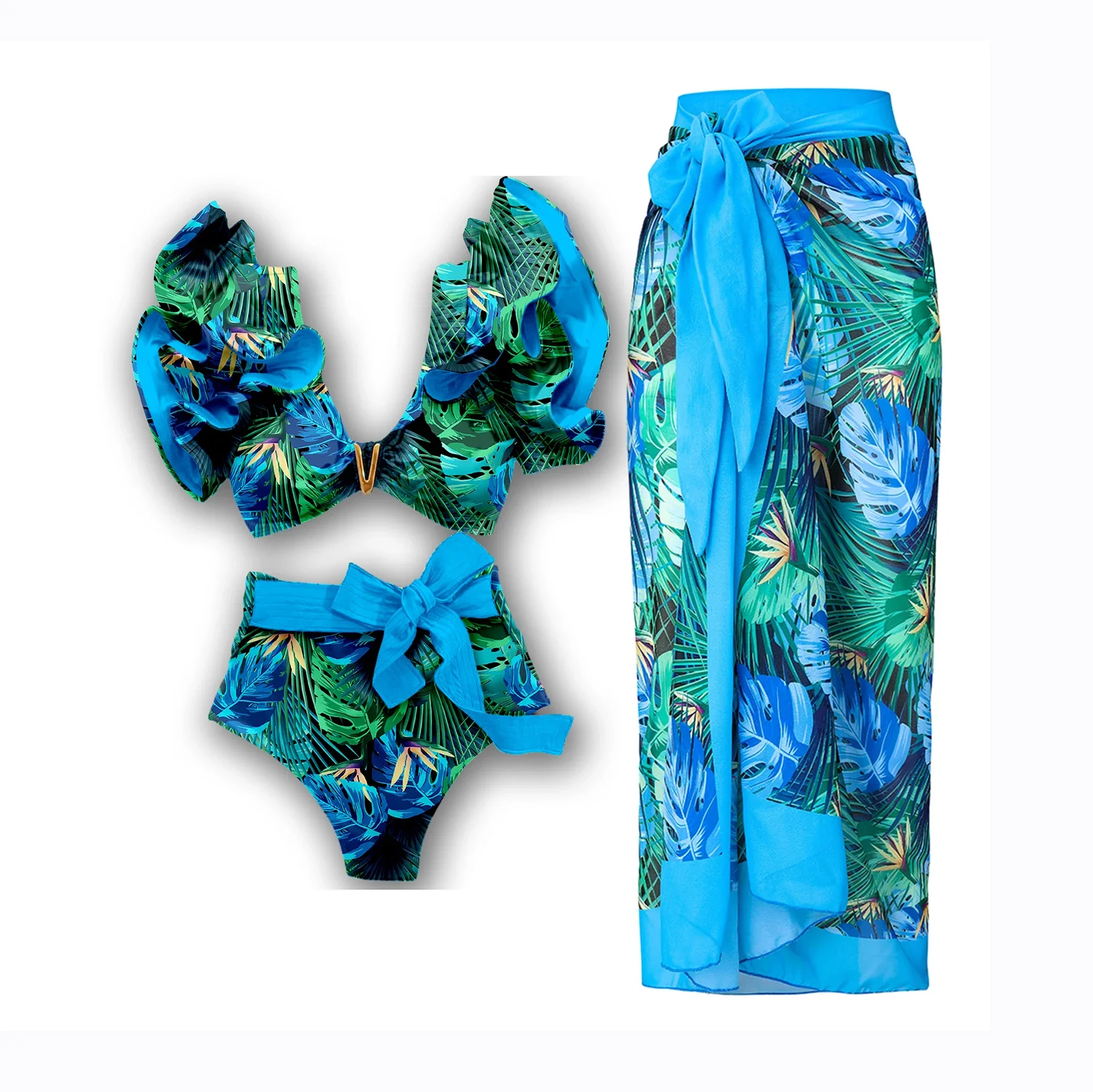 Высококачественный сексуальный комплект бикини 2024 Бразильское с цветочным