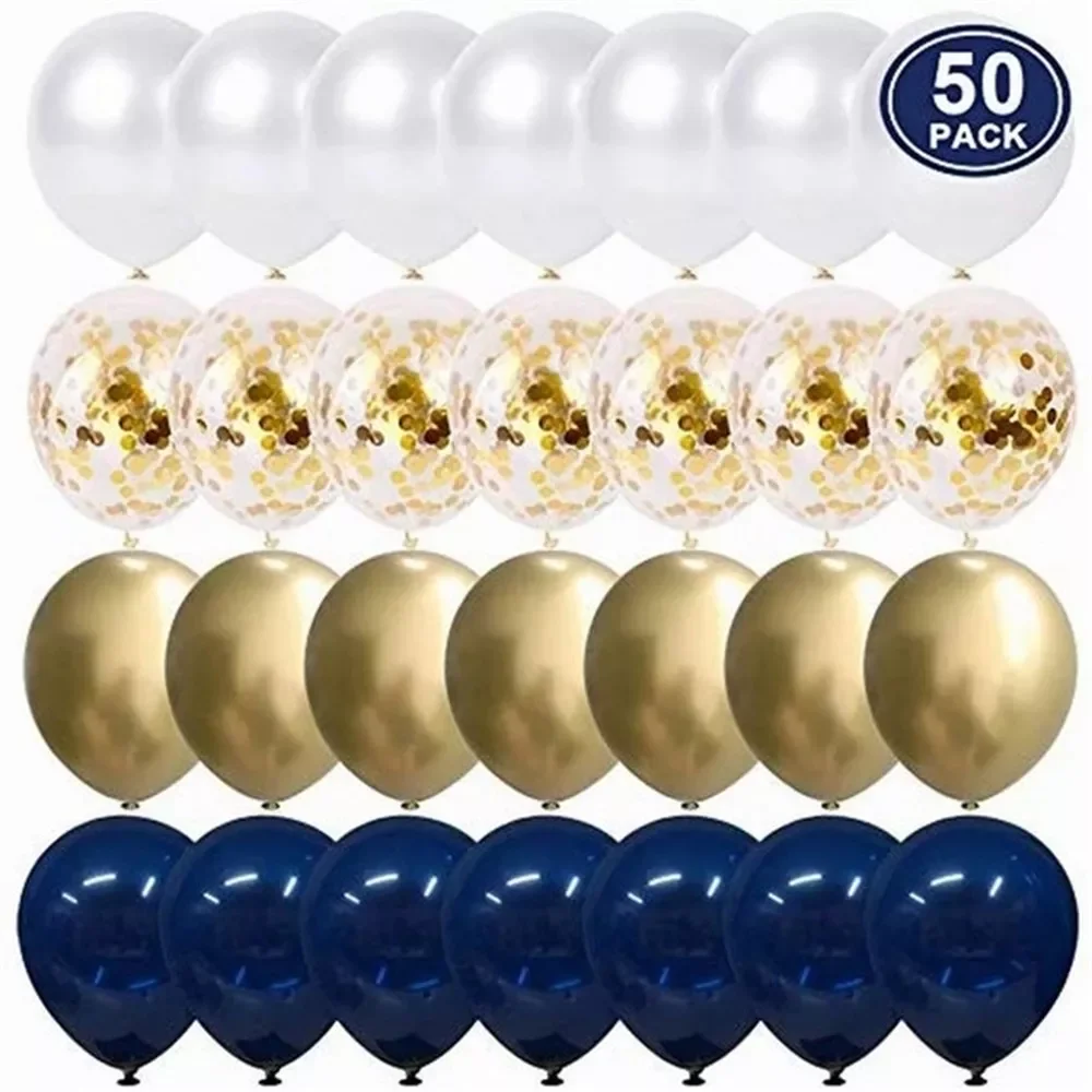 

12 inch Metallic Gold White Pearl Balloons Baby Shower Wedding Birthday Party Navy Blue Gold Confetti Ballon Decor Kid