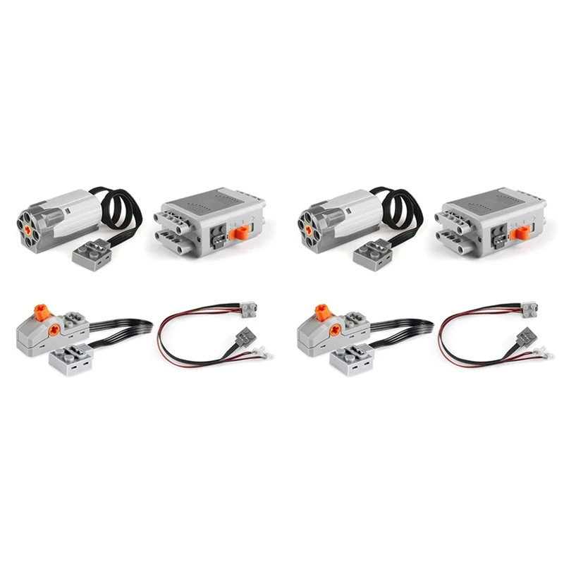 

8Pack Technology Power Function Motor Building Block Part Kit 2 Medium Motor, 2 Battery Box, 2 Light Cable,2 Switch