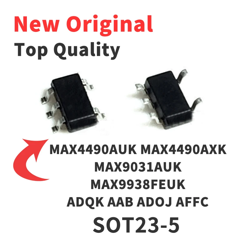 

10 PCS MAX4490AUK MAX4490AXK MAX9031AUK MAX9938FEUK Silkscreen ADQK AAB ADOJ AFFC SOT23-5 Chip IC New Original