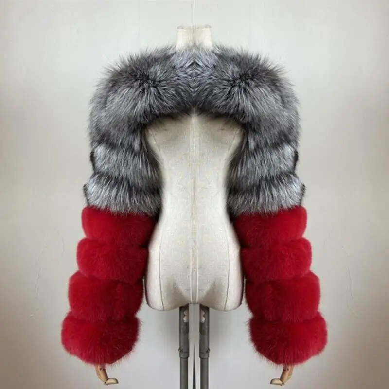 Women Real Raccoon Fur Silver Fox Red Fox Sleeve Ladies Fashion Natural Two Sleeved Autumn Winter Hign Quality Imitation Fur