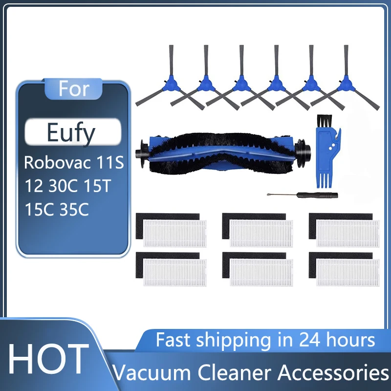 

Для Eufy Robovac 11s 12 30c 15t 15c 35c Запчасти для роботизированного пылесоса Hepa фильтр с роликом, боковая основная щетка, насадка на швабру, тканевый пыл...