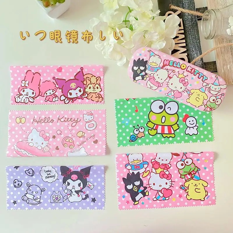 

Sanrios Kuromi Cinnamoroll My Melody Pompom Purins Hellokittys Anime Kawaii Glasses Cloth Mobile Phone Screen Cleaning Cloth