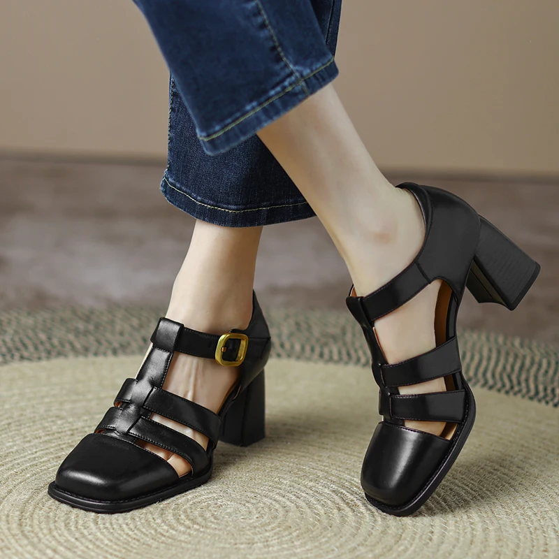 

Женские босоножки на высоком каблуке, с квадратным носком