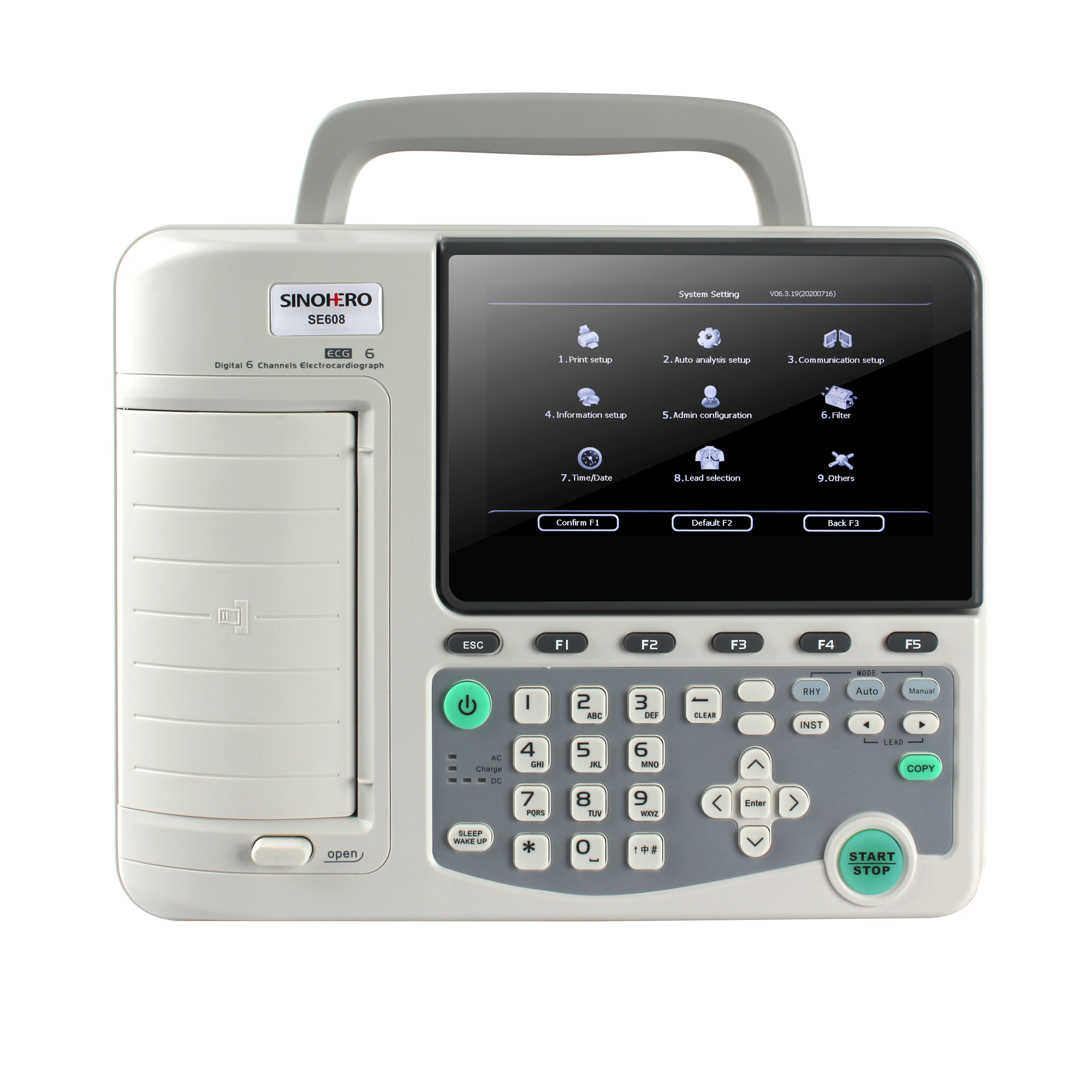

SE608 ЭКГ-машина Многоязычная 7 дюймов 6 каналов 12 выводов поддержка расширения SD-карты с печатной бумагой