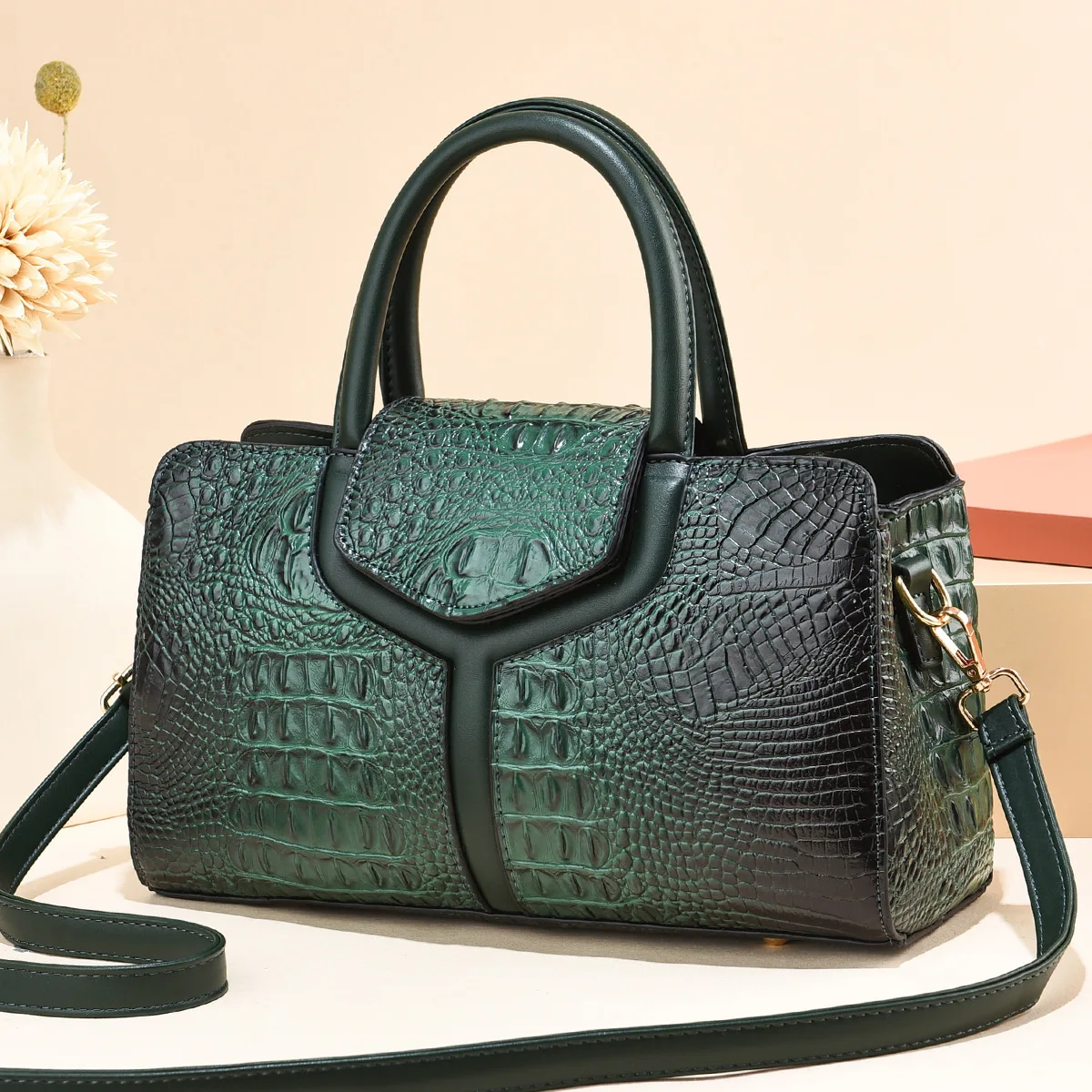 High Quality Leather Women Handbag Brand Designer Crocodile Messenger Bags for Lady Shoulder Bags Female Big Totes Office Bag images - 6