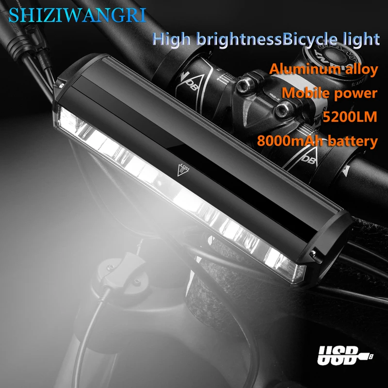 

SHIZIWANGRI Bicycle Headlight 1800LM/2400LM/2800LM/5200LM Charging Led Flashlight for Bicycle Waterproof Lamp Bike Accessories