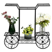 Paint Car Shape Plant Stand Black Modern Contemporary Garden Cart Stand & Flower Pot Plant Holder Display Rack