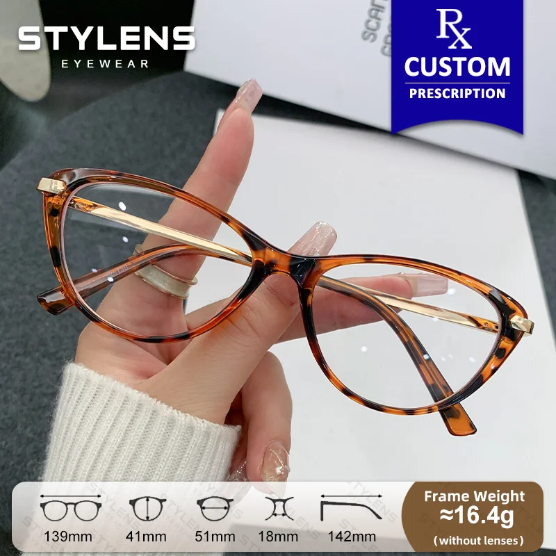Фото STYLENS Модные женские очки «кошачий глаз» для коррекции миопии, фотохромные, с защитой от синего света, очки для чтения с прогрессивными линзами по рецепту. №1