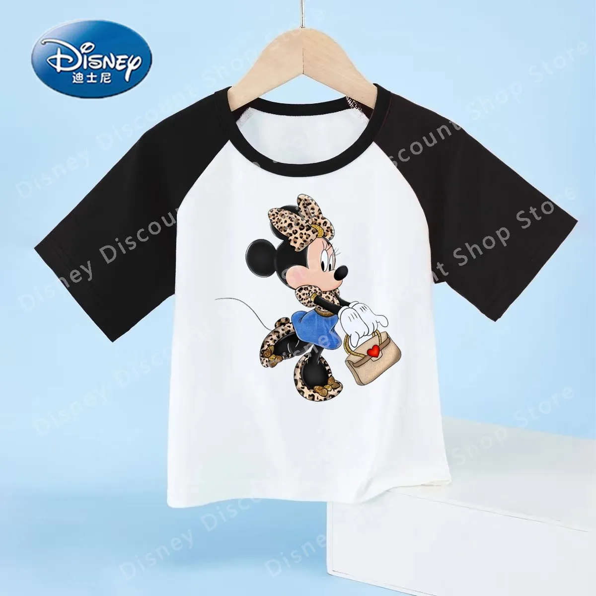 

Color Raglan Summer Minnie Children T-shirt Kawaii Disney T Shirt Anime Cartoons Casual Clothes Kid Girl Boy Short Sleeve Tops