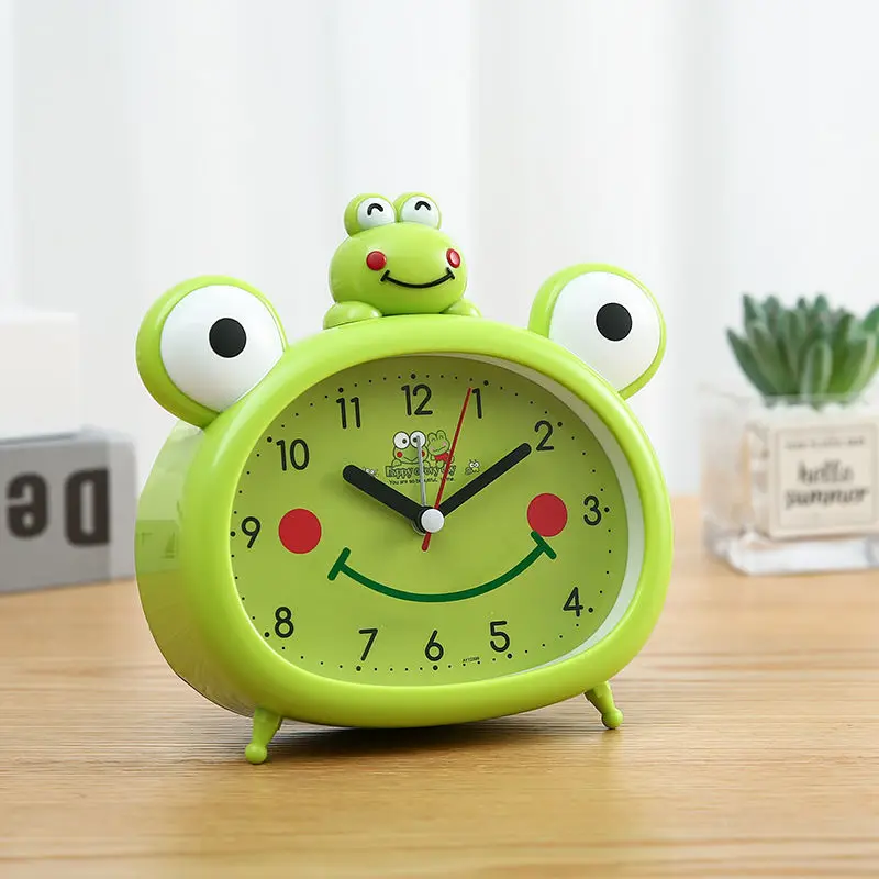 Cartoon Little Frog Design Cute Girl Female Students Use Bedside Desk Silent Clock Bedroom Wake Up Alarm Zd502