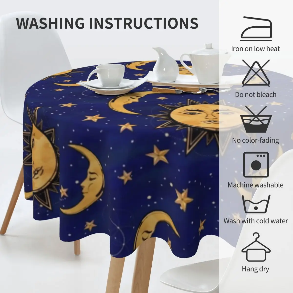 Винтажная скатерть с защитой от Солнца и Луны звезд Элегантный принт из