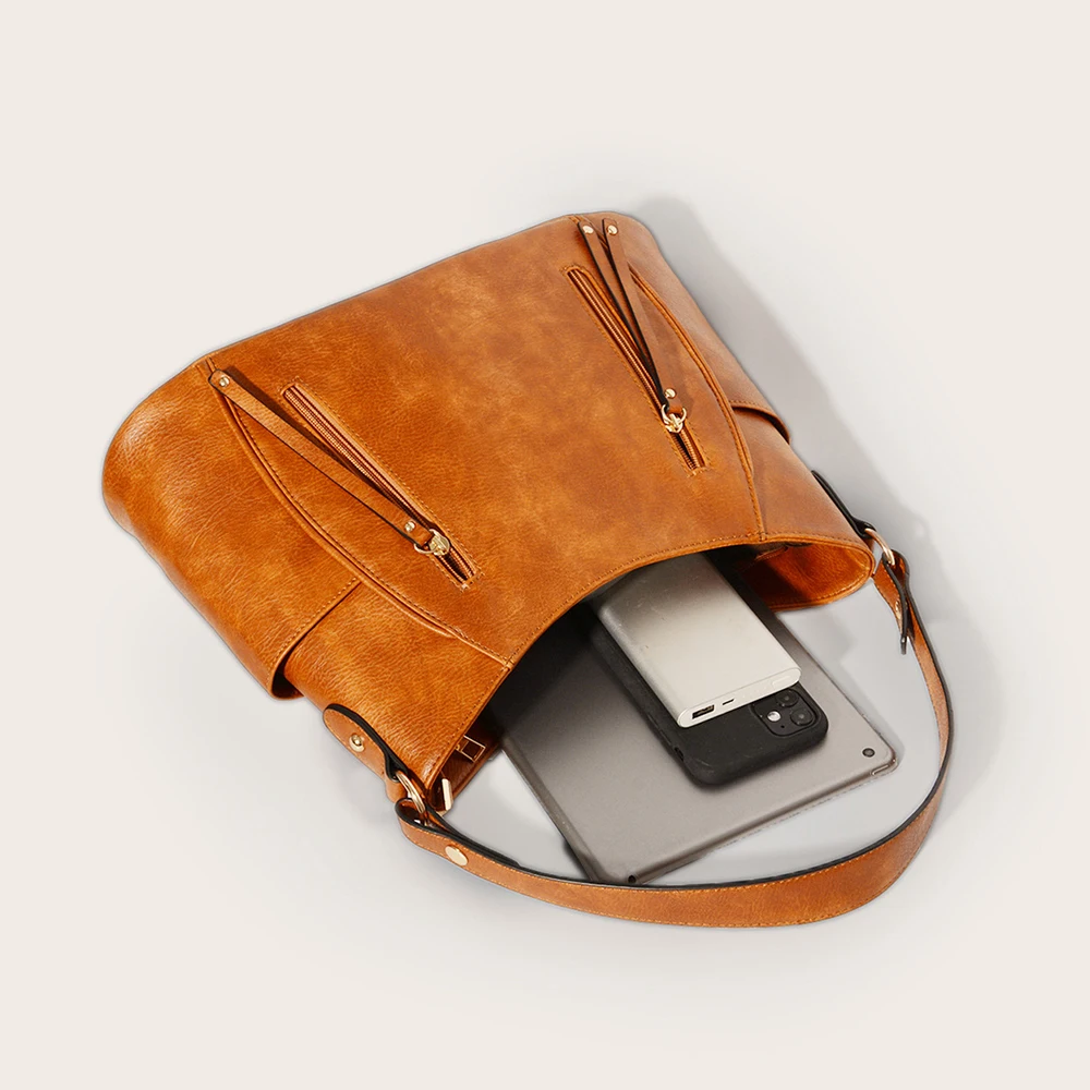 Vintage Tote Women's Bag Soft Leather Shoulder Bag Large Capacity Double Zip Tassel Classic 2022 New Trend Luxury Handbag