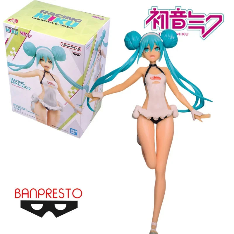 

16cm Bandai Original Banpresto Hatsune Miku Racing Miku Tropical Maid Ver. Kawaii Cute Anime Action Figures Collection Toys Gift
