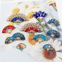10pcslot miniature chinese traditional style alloy dripping oil ancient fan fan diy jewelry crafts hair accessories