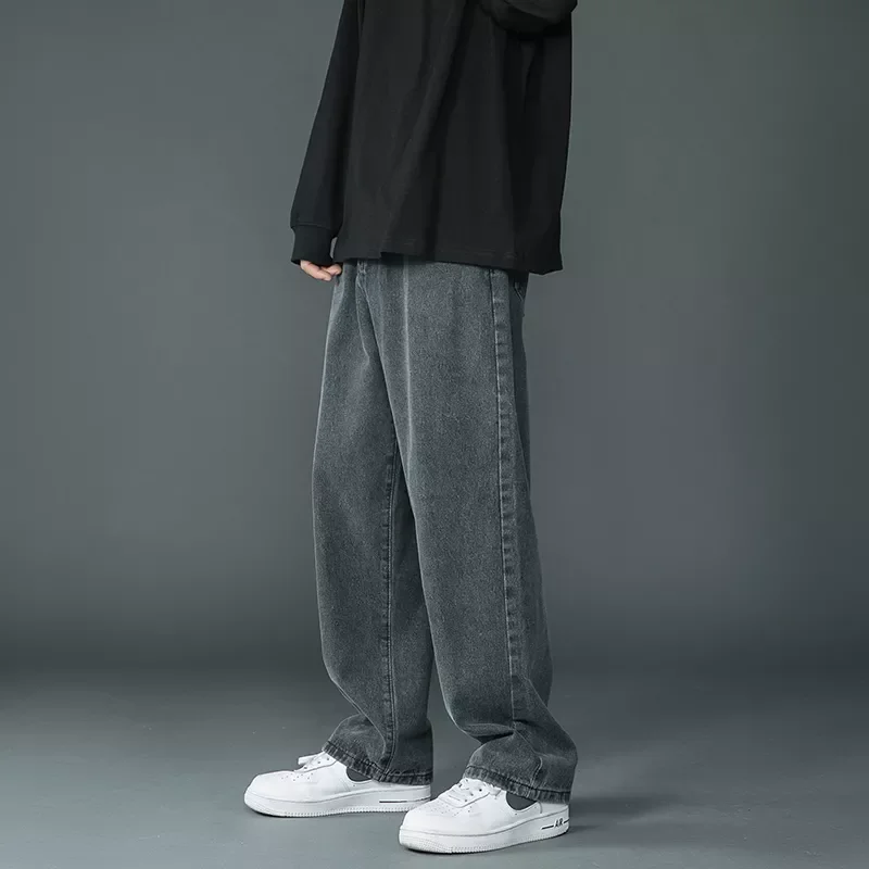 2022New Spring New Men's Korean Fashion Pink Jeans Streetwear Hip Hop Baggy Denim Trousers White Straight Wide Leg Pants Mal