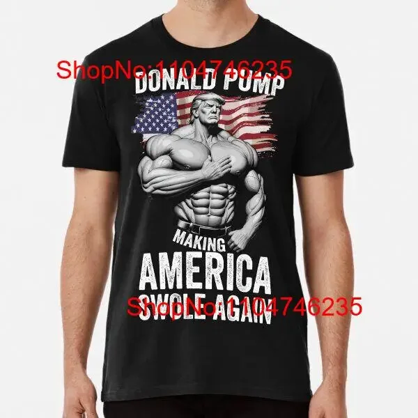 Фото Футболка Donald Pump Making America Swole Again Make Great, S 5XL, винтажная, со слегка графикой, удобная №1