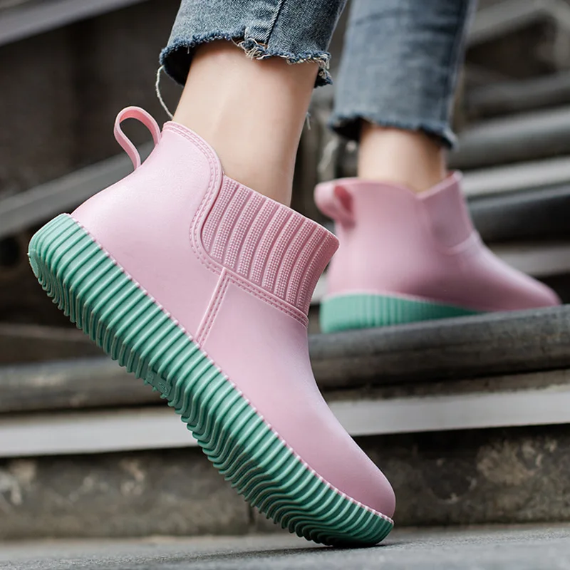 

Women Rain Boots Low-top Waterproof Ladies Rain Shoes Walking Non-slip Ankle Rainboots Female Home Garden Work Short Boots