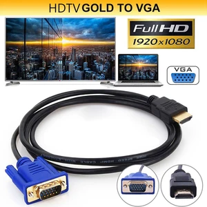 1.8M HDMI-compatible to 15Pin VGA Cable 1080P Video Adapter Male to Male Cord for HDTV Monitor HDMI-compatible to VGA Cable