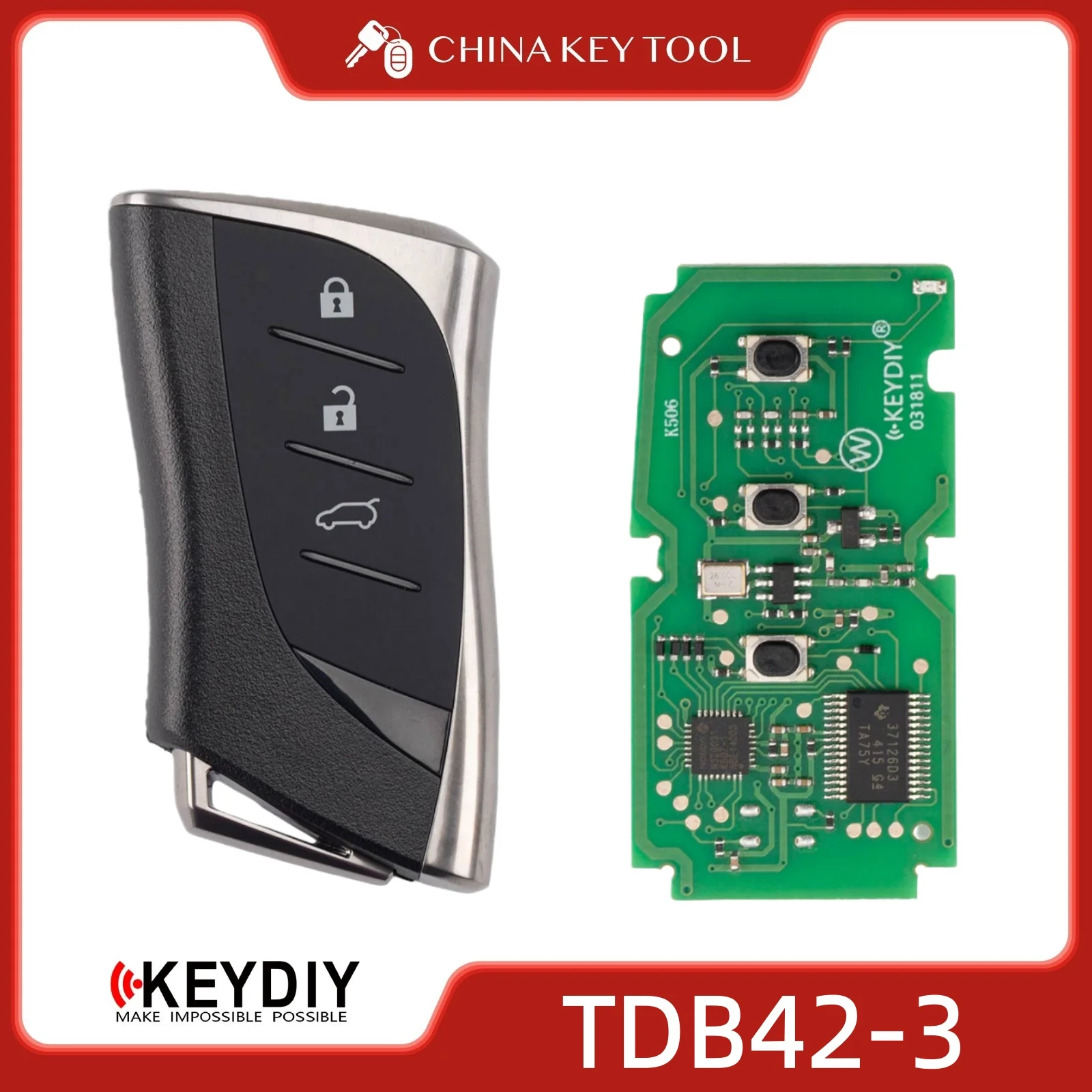 

Универсальный смарт-ключ KEYDIY KD TDB42-3 с 3 кнопками для систем бесключевого доступа и запуска (1 шт.)