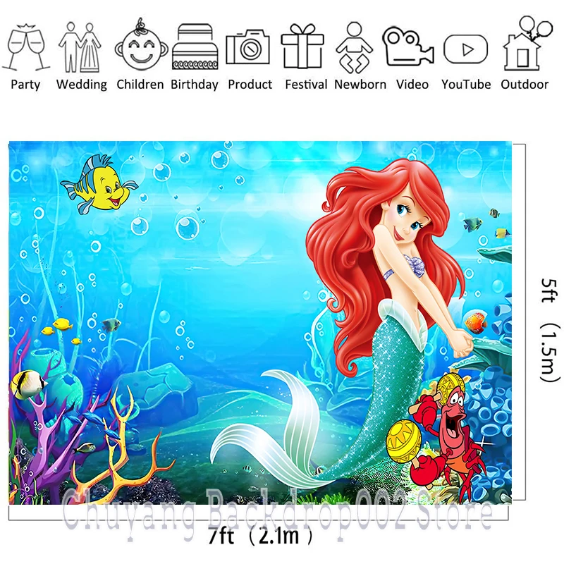 Kup Disney Mała Syrenka Ariel Kopciuszek śpiąca Królewna AurorJasmine Tło Fotografia Księżniczka Urodziny Dziecka Tło Strony