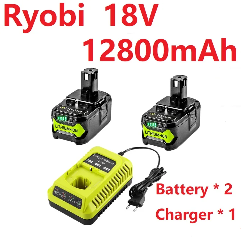 

Литий-ионный электроинструмент, сменная батарея Ryobi 18 в 12800 мАч, универсальная модель безопасной совместимости, 18 в, 2 батареи + 1 зарядное устройство