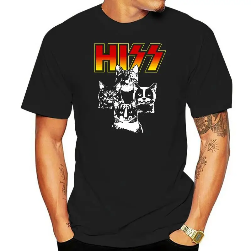 

Мужская футболка Hiss Kiss с кошками и котятами Rock, черная футболка большого размера