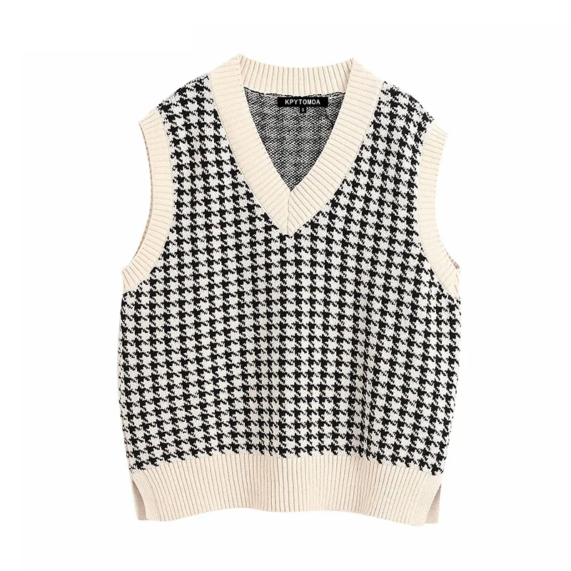 

2021 Tops Girl Sweater Vest Women Jumper V Neck Pullover Knitted Vests Women Preppy Style Crop Top Autumn Solid Sweater