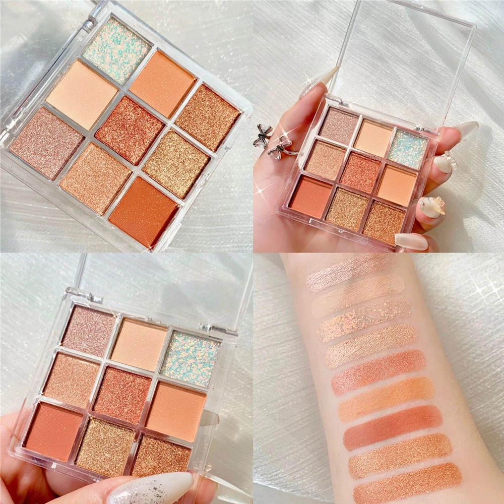 

9 Colors Eyeshadow Shimmer Palette Glitter Nude Cosmetics Pearlescent Earth Color Eye Makeup Kit