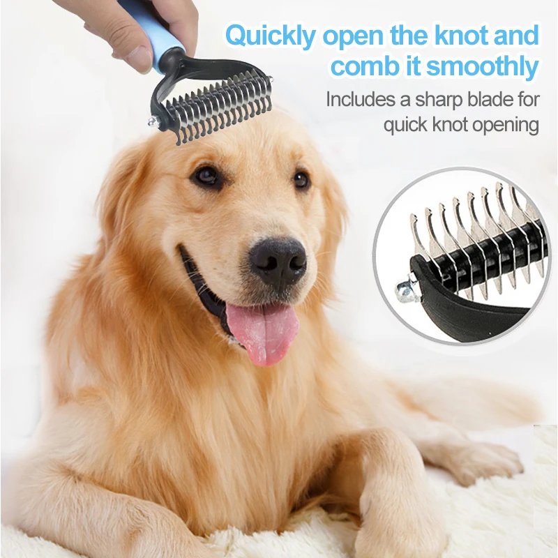 

New Hair Removal Comb for Dogs Cat Detangler Fur Trimming Dematting Grooming Brush Tool For matted Long Hair Curly Pet