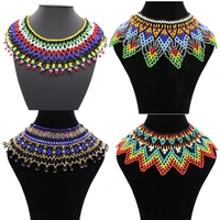 handmade colorful beads african tribal ethnic choker necklace boho indian bride bib collar nigeria statement shawl neck jewelry