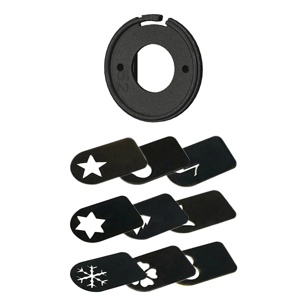 

52mm Star Special Effect Kit Bokeh Filter Spot Card with 9 Patterns Flower Music Heart Snowflake Butterfly & Camera Lens Cap